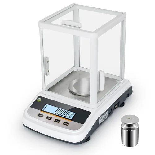 Lab Analytical Balance - Báscula digital de precisión de 17.64 oz x 0.00 oz, con parabrisas e interfaz RS232, para laboratorios científicos,