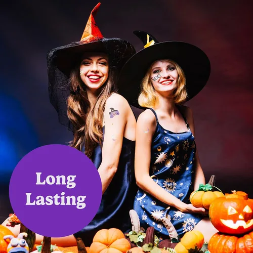 Miniatura 4 de HOUSE OF PARTY Tatuajes temporales de Halloween para niños, 84 calcomanías de Hocus Pocus, tatuajes de murciélago, calcomanías de calavera, tatuajes
