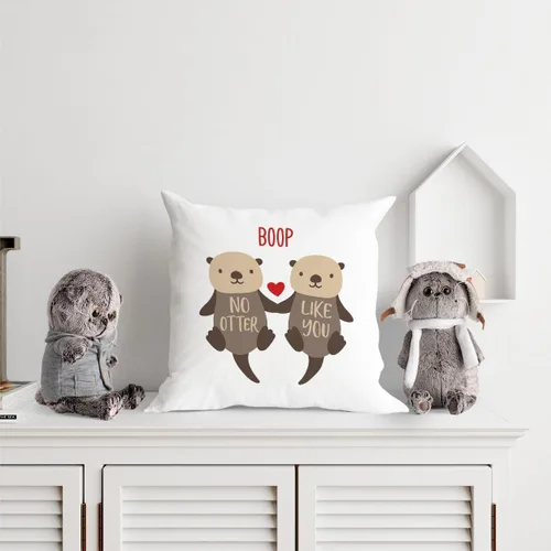 Miniatura 3 de Regalos de nutria: fundas de almohada de amor 18x18, funda de almohada de nutria para ella, regalo del día de San Valentín