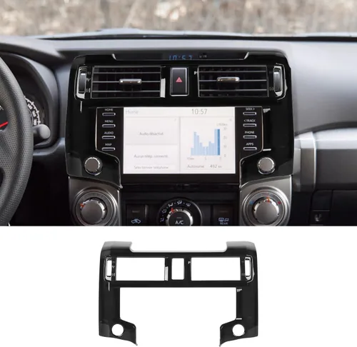 RAZPOY Borde para panel de navegación, cubierta de tablero GPS para consola central compatible con Toyota 4Runner 2020-2023, color negro Fibra de