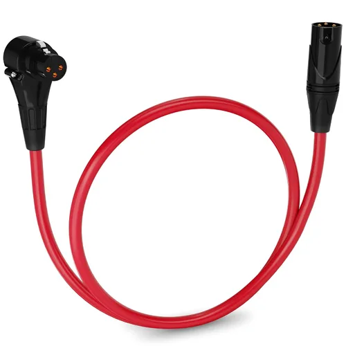 Miniatura 115 de LyxPro Cable de micrófono XLR hembra a macho de ángulo recto de 3 pines de 1.5 pies para altavoces amplificados, interfaz de audio, rendimiento