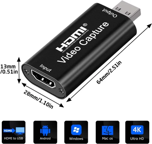 Miniatura 7 de Tarjeta de Captura de Video 4K HDMI, Tarjeta de Captura de Juego Cam Link Adaptador de Captura de Audio HDMI a USB 2.0 Dispositivo de Captura