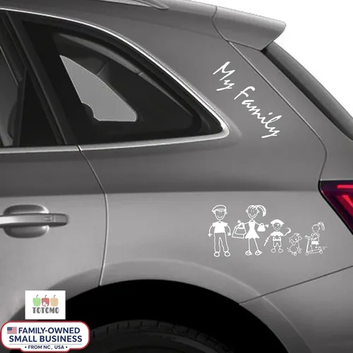 Miniatura 7 de TOTOMO Calcomanía Familiar para Ventana de Coche y Parachoques, Mascota, Perro, Gato, Pez, Conejo, Pájaro, Figura de Palo Mi Familia – Elige hasta