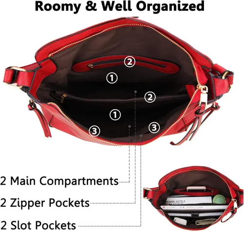 Miniatura 5 de VONXURY - Bolso de mano de piel sintética para mujer, bolso de hombro grande con bolsillos laterales para trabajo y viajes