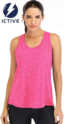 Miniatura 2 de ICTIVE - Camisetas sin magas para mujer, de ajuste holgado, espalda cruzada, de malla, para entrenamiento o correr