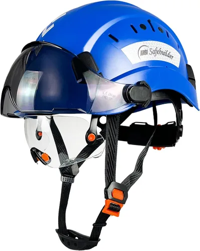 Miniatura 17 de SAFEBUILDER Casco de seguridad de construcción con visera incorporada Casco duro ABS con visera Ventilación ajustable Casco de trabajo Protección