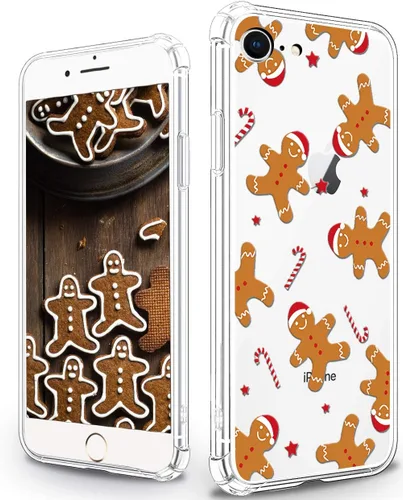 Miniatura 26 de Funda de Navidad para iPhone XR, diseño impreso de hombre de jengibre, transparente, suave, a prueba de golpes, funda protectora de TPU a prueba