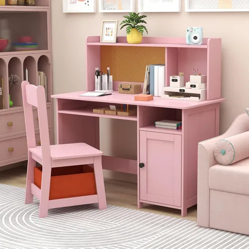 Miniatura 4 de TaoHFE Juego de Mesa y Silla Rosa para Niños Pequeños, Mesa y Sillas de Madera para Niños para Estudiar y Manualidades, Escritorio para Niños
