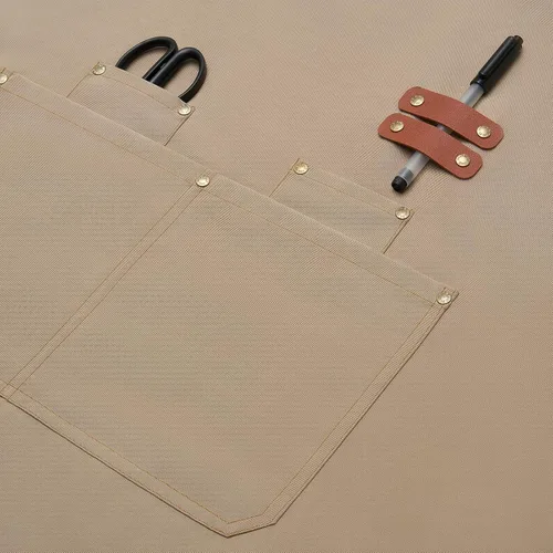 Miniatura 5 de Delantales de chef para hombres y mujeres con bolsillos grandes, lona de algodón, espalda cruzada, ajustable, para cocinar, trabajo, impermeable