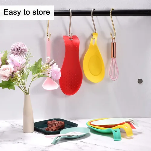 Miniatura 6 de uxcell Soporte de cuchara de silicona, 7.68 x 3.74 pulgadas, resistente al calor, soporte para utensilios de cocina, espátula, soporte para cucharón