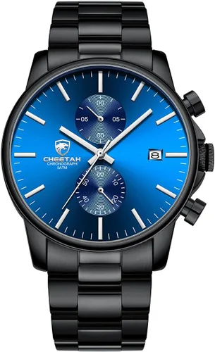 Miniatura 3 de GOLDEN HOUR Fashion Business - Relojes para hombre con cronógrafo, a prueba de agua, de acero inoxidable, reloj de cuarzo, con fecha automática