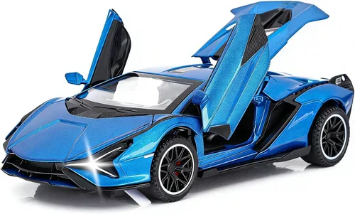 Miniatura 9 de SASBSC Coches de juguete Lamb para niños Sian Modelo de coche de metal fundido a presión con luz y sonido Fkp3 Coche de juguete tirando hacia atrás