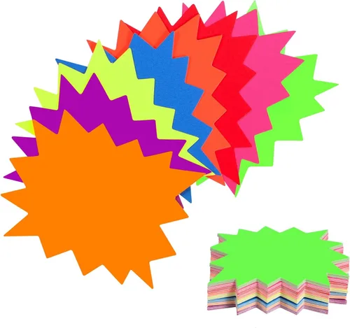 400 calcomanías de precio de venta de patio, suministros de tablero de visión, decoración de póster de neón Starburst para decoración de tablones de