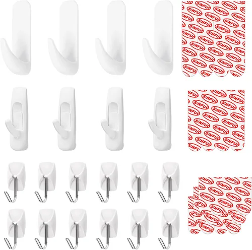 Miniatura 11 de Ganchos de pared utilitarios para colgar, paquete de 10 ganchos grandes, ganchos de pared para colgar sin daños con tiras adhesivas, ganchos