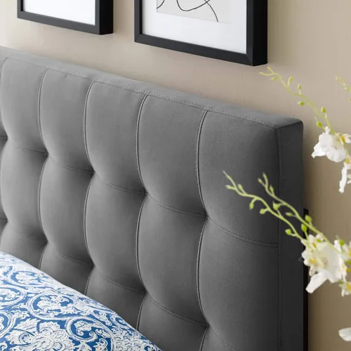 Miniatura 5 de Modway Lily Biscuit - Cabecero de terciopelo con estilo capitoné para cama individual, color gris