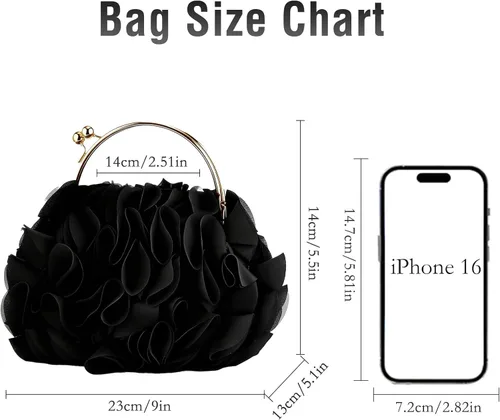 Miniatura 3 de Bolso de mano de noche para mujer, monederos de satén floral con cadena para bodas, fiestas, bailes de graduación Floral, Satin, with Chain, for