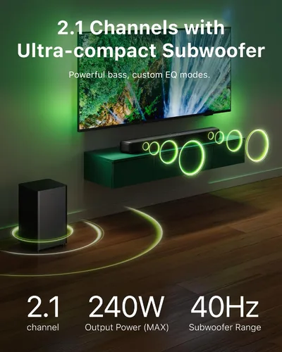 Miniatura 2 de Barra de sonido PHILIPS B5309 2.1 con subwoofer inalámbrico y tecnología de audio DTS Virtual:X inmersiva - 240W de potencia máxima, graves