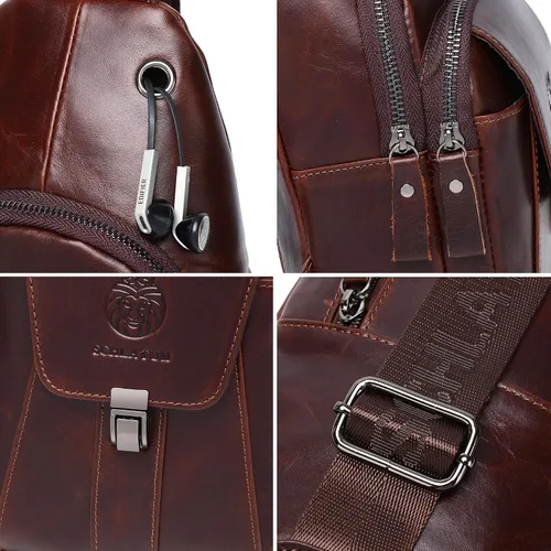 Miniatura 171 de LUKZIJAES Bolso bandolera de cuero genuino para hombre
