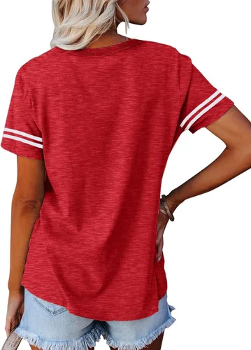 Miniatura 3 de Camisetas para el día del juego para mujer, camiseta gráfica de fútbol divertida, linda camiseta de competencia, camiseta casual de manga corta