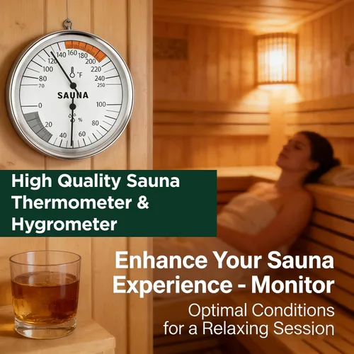 Miniatura 7 de Andelov - Termómetro e higrómetro de sauna – Rango de temperatura 70-250 °F, rango de humedad 0-100% para salas de vapor infrarrojos/de vapor