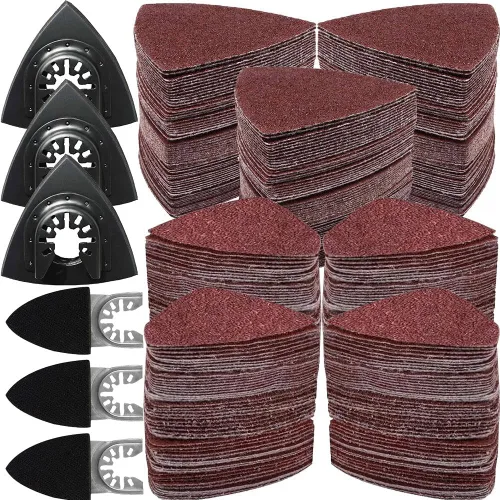 Miniatura 8 de Kit de almohadillas de lijado para herramienta oscilante de 156 piezas, 3 almohadillas de lijado triangulares y 3 almohadillas de lijado para dedos
