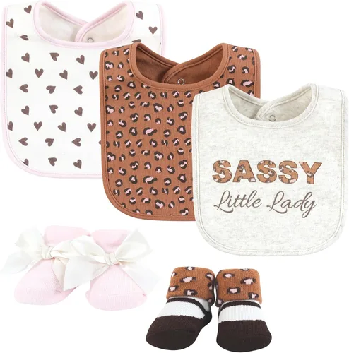 Miniatura 184 de Hudson Baby Conjunto de babero y calcetines unisex de algodón para bebé