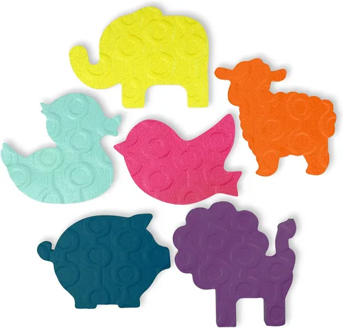 Miniatura 4 de B. toys Tapete de suelo de animales - 12 azulejos de espuma entrelazados y extraíbles - Azulejos gruesos de rompecabezas para recién nacidos, niños