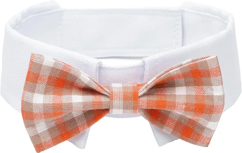 Miniatura 31 de Collar de esmoquin con moño para perro Segarty - Corbatín negro con corbata de cuello ajustable y hecha a mano en blanco para gatos y perros machos