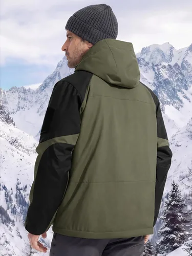 Miniatura 2 de FREE SOLDIER Chaqueta de esquí impermeable para hombre, abrigo cálido de invierno para nieve, snowboard con múltiples bolsillos, capucha desmontable