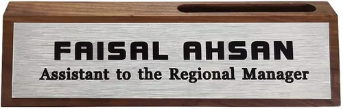 Miniatura 4 de Placa de identificación personalizada para escritorio de negocios con tarjetero, soporte de placa de identificación de escritorio personalizado