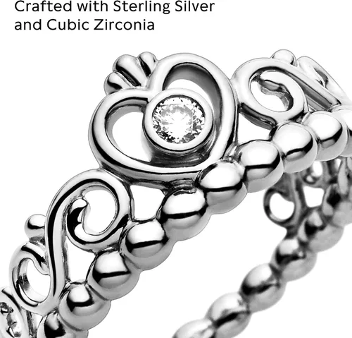 Miniatura 4 de Pandora Anillo de corona de tiara de princesa, anillo de plata de ley para mujer, anillo apilable, regalo para ella, plata de ley con circonita