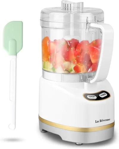 Miniatura 9 de La Reveuse Mini Procesador Eléctrico de Alimentos con 200 Vatios, Tazón de Preparación de 2 Tazas para Picar, Cortar, Moler, Mezclar, Puré