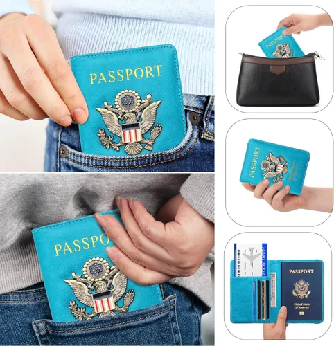 Miniatura 7 de Tarjetero para pasaporte, Azul-cielo, Bloqueo RFID
