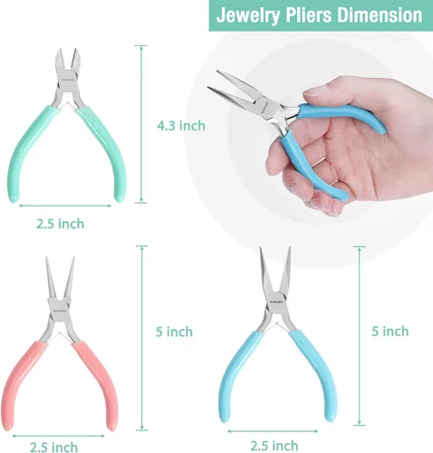 Miniatura 2 de WORKPRO Juego de Alicates para Joyería, Kit de Herramientas para Hacer Joyas de 3 Piezas que Incluye Alicates de Punta Fina/Alicates de Punta Plana