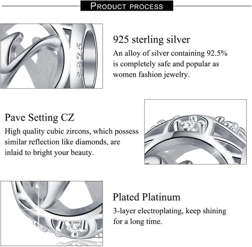 Miniatura 21 de FOREVER QUEEN - Dije con letra inicial de la A a la Z, para pulsera y collar, de plata de ley 925 con cuentas de circonita cúbica, joyería de regalo