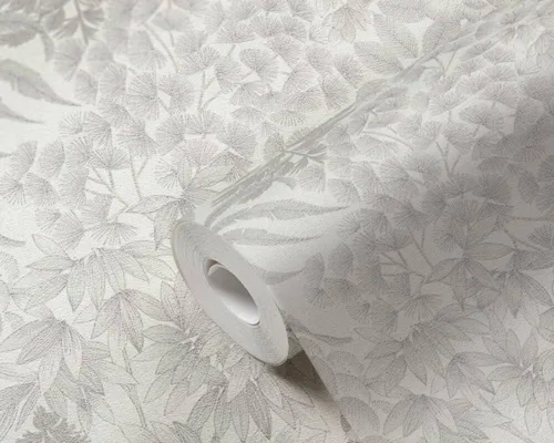 Miniatura 2 de CONCORD WALLCOVERINGS ™ Papel tapiz moderno con textura floral, hojas de pared de vinilo, gris, metálico, plateado, blanco, 21 pulgadas x 33 pies