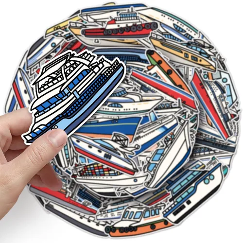 Miniatura 3 de Calcomanías de barco de crucero, 50 unidades, lindas calcomanías impermeables para botella de agua, laptop, monopatín, álbum de recortes, guitarra