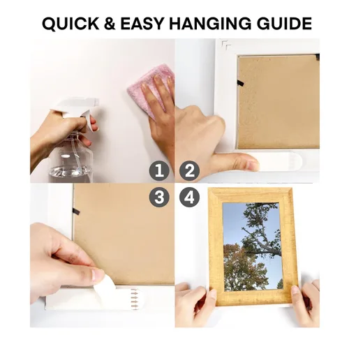 Miniatura 5 de 24 pares (48 paquetes) tiras para colgar cuadros, resistentes, fáciles de quitar, ganchos de pared sin clavos, sin agujeros de daño, kits aptos