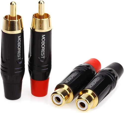 Miniatura 4 de Moborest - Adaptador de conectores RCA de audio/phono, chapado en oro