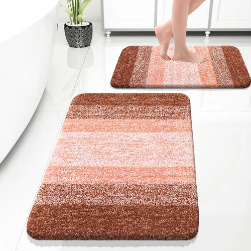 Miniatura 63 de OLANLY Juego de 2 alfombras de baño de microfibra suave y absorbente, antideslizantes, se pueden lavar y secar a máquina, alfombras de baño peludas