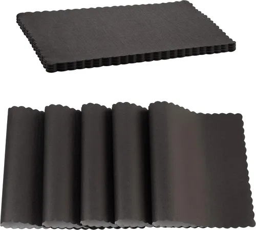 Miniatura 11 de Mantel Individual de Papel Desechable, Negro, Manteles Individuales con Bordes Escalonados, Mantel Individual de Papel Duradero para Decoración