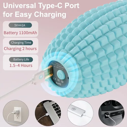 Miniatura 7 de Bola de masaje vibratoria para fascitis plantar, punto de gatillo de silicona, bola de masaje miofascial, rodillo de tejido profundo para espalda