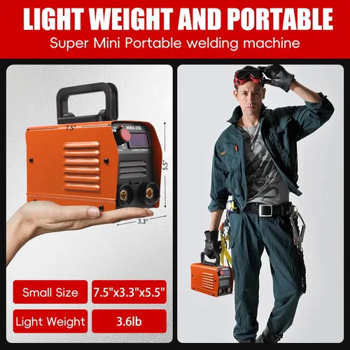 Miniatura 6 de Mini Máquina de Soldadura Portátil, MMA 250A 110V Soldador de Palo, Máquina de Soldadura IGBT Inversora, Arranque en Caliente, Fuerza de Arco