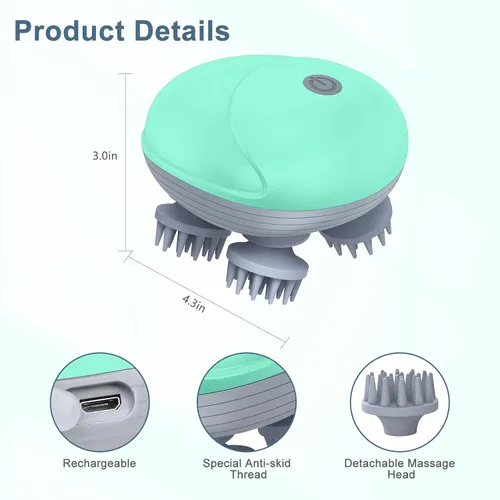 Miniatura 6 de Masajeador de mano mejorado para mascotas para perros y gatos, masajeador eléctrico para gatos con 4 cabezas giratorias, tres modos, para aliviar