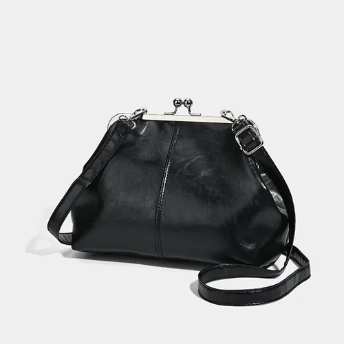 Miniatura 7 de Kiss Lock - Bolso cruzado vintage para mujer, de piel sintética retro, bolso de mano de noche, bolso grande marrón para otoño e invierno