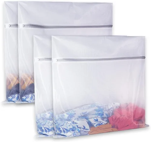 Bolsa de malla para lavandería, bolsa de lavado de malla fina resistente para lavadora, bolsa de lavandería con cremallera para viajes, lencería,