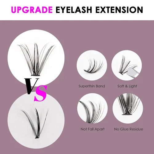 Miniatura 8 de Extensiones de Pestañas 320 Piezas, Pestañas Individuales en Racimo Natural, Extensiones de Pestañas DIY, Extensiones de Pestañas en Racimo, 320