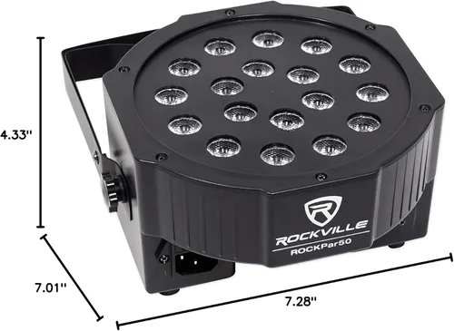 Miniatura 9 de Rockville RockPAR50 LED RGB Compact Par Can DJ/Club DMX Wash Light+Dual Bracket, Negro