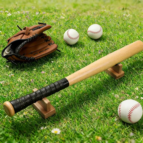 Miniatura 9 de TOBWOLF Vitrina de bate de béisbol - 2 piezas de soporte resistente, estante horizontal, Burlywood Expositores - Burlywood