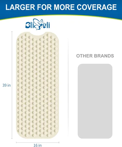 Miniatura 2 de Bligli Tapete para bañera antideslizante sin ventosas, 39 x 16 pulgadas, extra largo, para ducha, baño, lavable a máquina, de goma natural